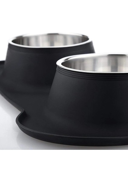 Beyaz S 36X21 cm Nemli Yerleşimler Çift Köpek Kase Silikon Mat ile Dayanıklı Paslanmaz Çelik Su Mama Besleyici Evcil Hayvanlar Için Pet Besleme Içme Kaseleri (Yurt Dışından) modelleri