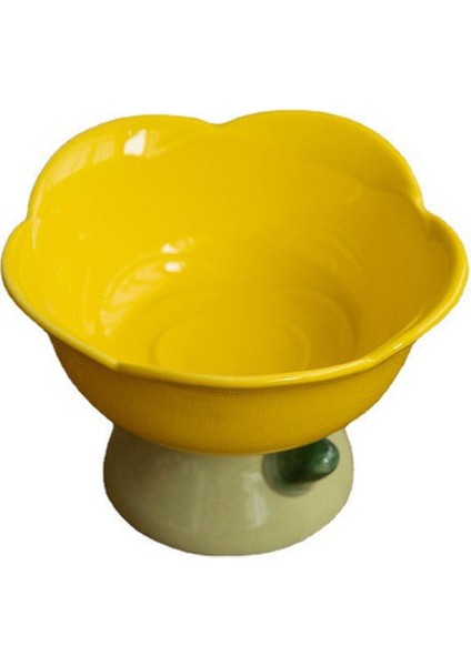 Sarı Kase Sevimli Seramik Kedi Kase Kaymaz Çiçek Şekli Yeni Yüksek Ayak Köpekler Yavru Besleyici Besleme Gıda Suyu Yükseltilmiş Yükseltilmiş Çanak Evcil Hayvan Malzemeleri (Yurt Dışından)