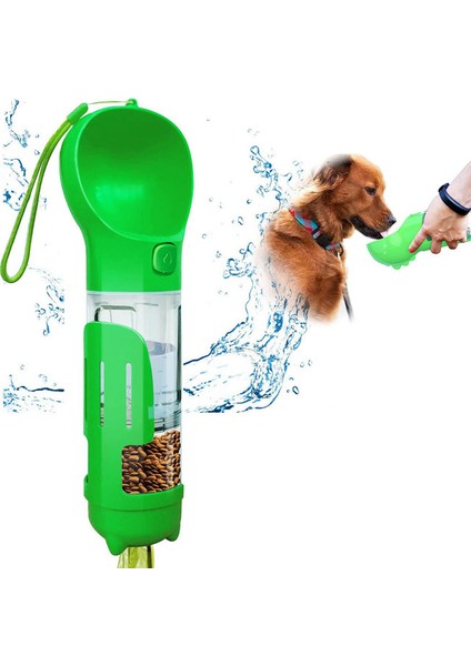 Only Green Şişe 500ML 4'ü 1 Arada Pet Köpek Seyahati 300ML Su 150ML Mama Dağıtıcısı Dış Mekan Ayrılabilir Portatif Kase Kaka Küreği Çöp Torbası Köpek Için Saklama (Yurt Dışından)
