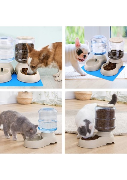 Besleyiciler 2 Paket Otomatik Kedi Besleyici ve Su Sebili, Küçük Orta Köpek Evcil Hayvanlar Köpek Yavrusu Büyük Kapasiteli Için Pet Mama Mat ile Set (Yurt Dışından) fırsatları