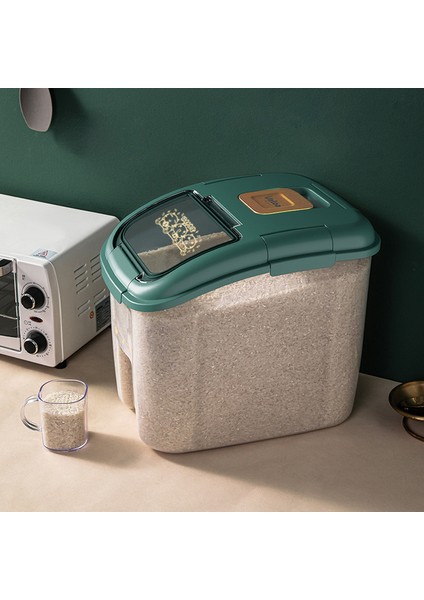 Yeşil 5 kg Köpek Maması Kovası Depolama Mühürlü Neme Dayanıklı Şeffaf Depolama Zemin Tipi Anti-Kemer Tekerlek Saklama Kutusu Ölçme Kabı Göndermek Için (Yurt Dışından)