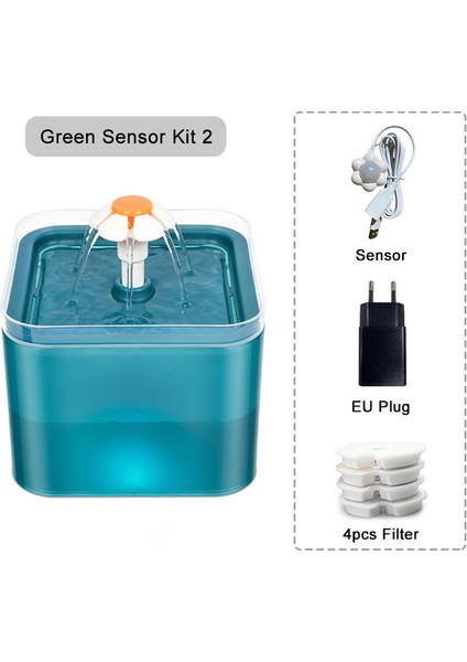 Green-Set4 Otomatik Kedi Su Çeşmesi Filtresi LED Aydınlatma ile USB Pet Su Sebili Köpek Kediler Için Devridaim ile 2l Kapasiteli Besleyici (Yurt Dışından) fiyatları