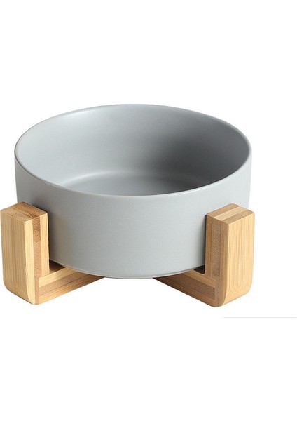 Gri Standlı M-850ML Seramik Köpek Kasesi Kedi Maması Ahşap Standlı Su Kaseleri Dökülmez Köpekler Kediler Için Büyük Besleyici Tabak Besleme Köpek Evcil Hayvan Malzemeleri (Yurt Dışından)