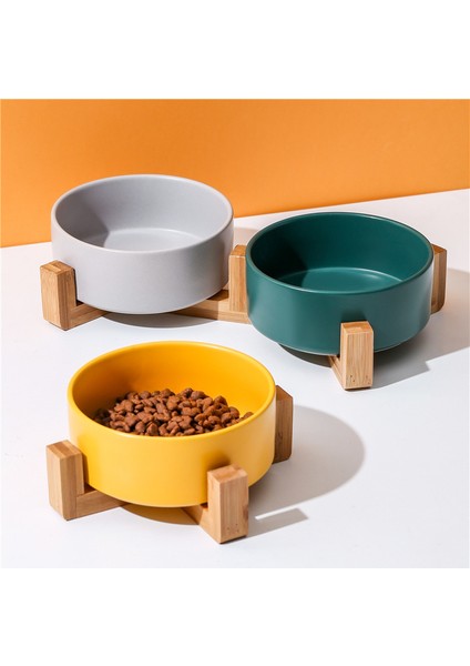 Gri Standlı M-850ML Seramik Köpek Kasesi Kedi Maması Ahşap Standlı Su Kaseleri Dökülmez Köpekler Kediler Için Büyük Besleyici Tabak Besleme Köpek Evcil Hayvan Malzemeleri (Yurt Dışından) modelleri