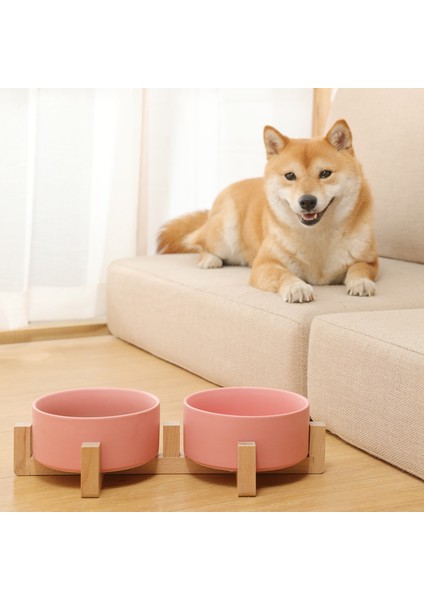 Gri Standlı M-850ML Seramik Köpek Kasesi Kedi Maması Ahşap Standlı Su Kaseleri Dökülmez Köpekler Kediler Için Büyük Besleyici Tabak Besleme Köpek Evcil Hayvan Malzemeleri (Yurt Dışından) fırsatları