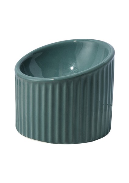 Yeşil 350 ml Seramik Kedi Su Kasesi Çizgili Küçük Köpekler Mama Besleyiciler Yükseltilmiş Pet Içme Yeme Besleme Kaseleri (Yurt Dışından)