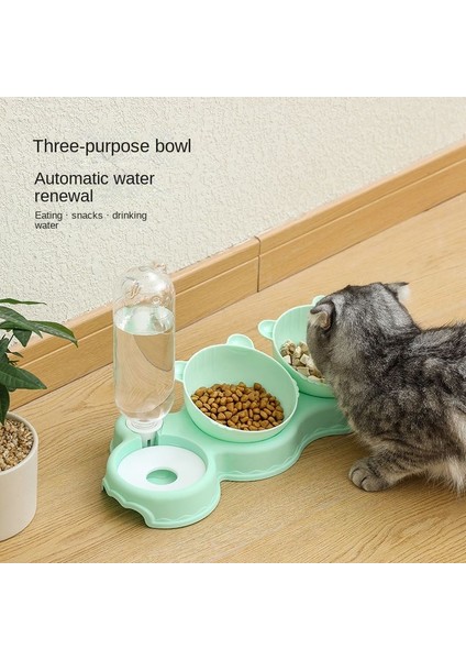 Yeşil 4 2022 Kedi Mama Kasesi Pet Besleyici Otomatik Besleyici 3'ü 1 Arada Köpek Su Çeşmesi Çift Kase Içme Kedi Için Yükseltilmiş Stand Kaseler (Yurt Dışından) indirimleri