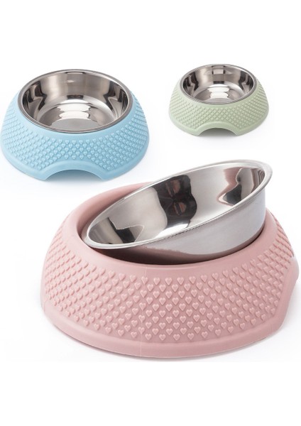 Stil 4 Resim Olarak Köpek Mama Kasesi Pet Sofra Içme Tabağı Paslanmaz Çelik Mühürlü Köpek Kasesi Pembe Yeşil Mavi Kedi Kaseleri Kalp Şeklinde Desenli (Yurt Dışından)