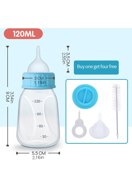 Mavi G654 120 ml Pet Süt Şişesi Yavru Kedi Besleyici Ölçekli Pet Emzik Şişe Seti Emzik Isırmaya Dayanıklı Köpek Besleme Malzemeleri (Yurt Dışından)