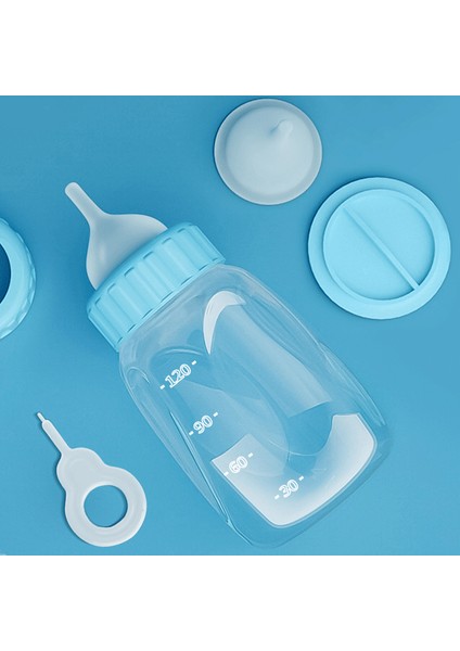 Mavi G654 120 ml Pet Süt Şişesi Yavru Kedi Besleyici Ölçekli Pet Emzik Şişe Seti Emzik Isırmaya Dayanıklı Köpek Besleme Malzemeleri (Yurt Dışından)