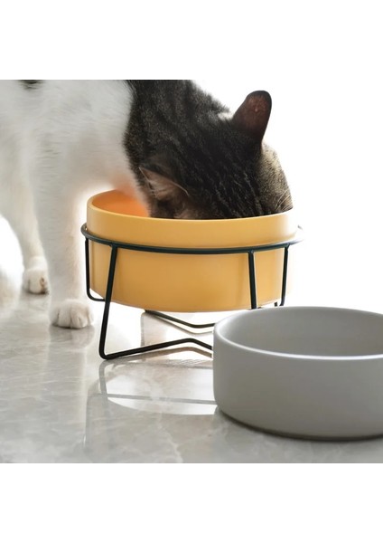 Pembe 850 ml Çift Kedi Maması Su Kaseleri Standı ile Seramik Pet Besleme Aksesuarları Kediler Küçük Köpekler Yemek Içecek Malzemeleri Köpek Besleyici Kase (Yurt Dışından) indirimleri