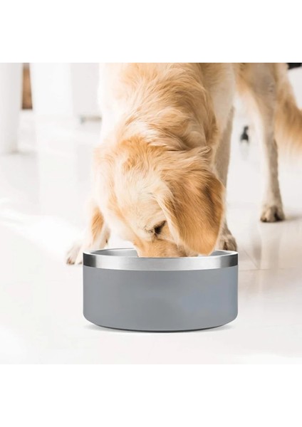Gümüş 64OZ 32OZ 64OZ Çift Duvar Kaymaz Paslanmaz Çelik Pet Köpek Maması Besleyici Su Kasesi Orta Büyük Evcil Hayvanlar Için Köpek Kase (Yurt Dışından) modelleri