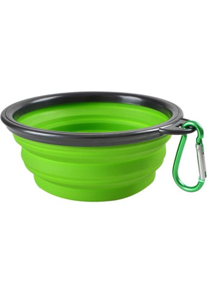 Yeşil 350ML Klipssiz 350ML 1000ML Karabinalı Silikon Köpek Kasesi Katlanabilir Gıda Kabı Açık Seyahat Evcil Hayvan Besleme Kasesi Evcil Hayvan Malzemeleri (Yurt Dışından)