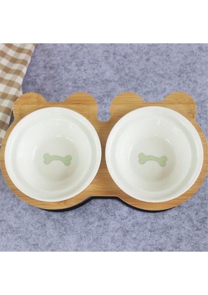 Yeşil Kemik S Yeni High-End Hayvan Mama Kabı Bambu Raf Seramik Besleme ve Içme Kaseleri Köpekler ve Kediler Için Evcil Hayvan Besleyici Aksesuarları (Yurt Dışından)