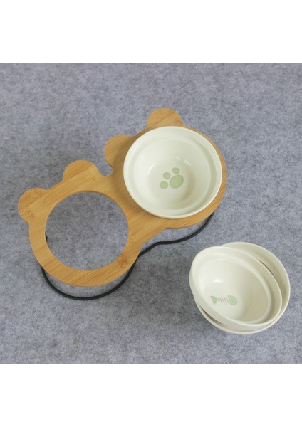 Yeşil Kemik S Yeni High-End Hayvan Mama Kabı Bambu Raf Seramik Besleme ve Içme Kaseleri Köpekler ve Kediler Için Evcil Hayvan Besleyici Aksesuarları (Yurt Dışından) modelleri