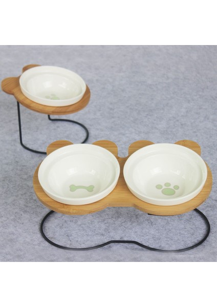 Yeşil Kemik S Yeni High-End Hayvan Mama Kabı Bambu Raf Seramik Besleme ve Içme Kaseleri Köpekler ve Kediler Için Evcil Hayvan Besleyici Aksesuarları (Yurt Dışından) fırsatları