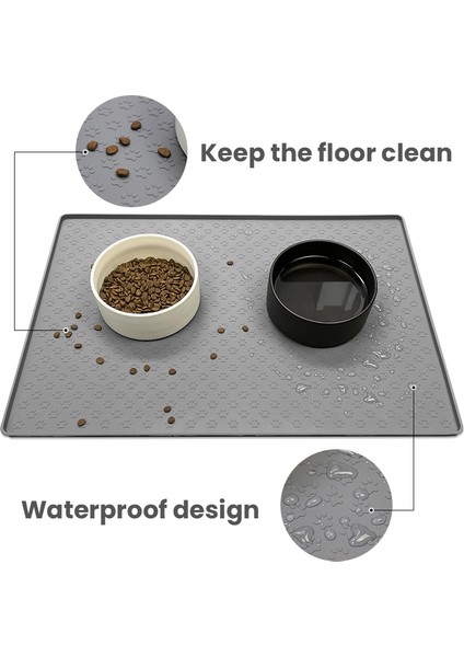 Gri 80X60 cm Pet Placemat Köpek Maması Kasesi Mat Kedi Besleme Mat Kedi Köpek Içme Besleme Placemat Silikon Su Geçirmez Hayvan Mama Kabı Ped Besleyici Paspaslar (Yurt Dışından) modelleri