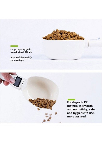 Beyaz Evcil Hayvan Yemi Ölçeği Elektronik Ölçüm Aracı Yeni Köpek Kedi Besleme Kasesi Ölçüm Kaşığı Mutfak Terazisi Dijital Ekran 250ML (Yurt Dışından) fırsatları