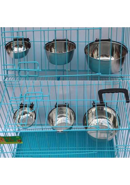 Resimde Gösterildiği Gibi Çap 13 cm Sabit Köpek Kase Kafes Bardak Askısı Seyahat Maması Su Kaseleri Yavru Kedi Paslanmaz Çelik Asılı Besleyici Çanak Evcil Hayvan Besleme Araçları (Yurt Dışından)