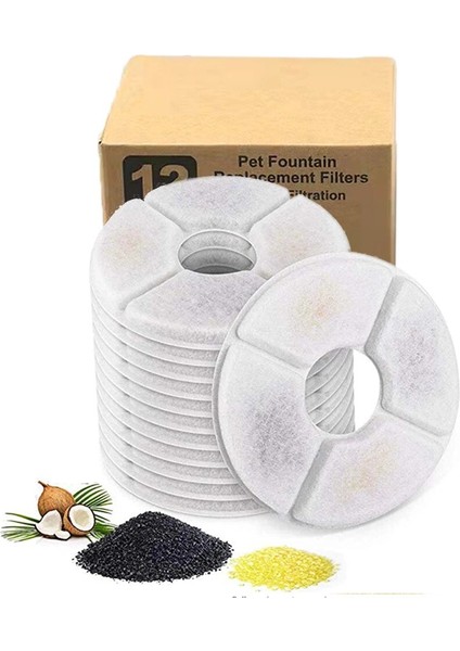 12 Paket Filtreler Değiştirilmiş Aktif Karbon Pamuk Filtreler Kedi Pet Köpek Su Çeşmesi Içme Sebili Yedek (Yurt Dışından) fiyatları