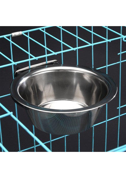 Resimde Gösterildiği Gibi Çap 16 cm Sabit Köpek Kase Kafes Bardak Askısı Seyahat Maması Su Kaseleri Yavru Kedi Paslanmaz Çelik Asılı Besleyici Çanak Evcil Hayvan Besleme Araçları (Yurt Dışından)