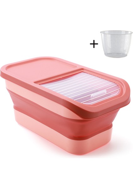 Pembe Katlanabilir Köpek Maması Saklama Kabı 10-13 Lb Büyük Pet Kedi Maması Kapları Kapaklı Çöp Kutusu Katlanabilir Mutfak Tahıl Pirinç Depolama (Yurt Dışından)