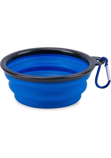 Mavi 350 ml Katlanabilir Evcil Hayvan Kaseleri Silikon Köpek Kase Seyahat Yürüyüş Için Taşınabilir Su Kasesi Köpekler Için Katlanabilir Yiyecek Tabağı Karabina ile (Yurt Dışından)