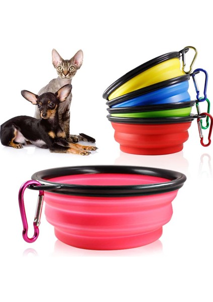 Mavi 350 ml Katlanabilir Evcil Hayvan Kaseleri Silikon Köpek Kase Seyahat Yürüyüş Için Taşınabilir Su Kasesi Köpekler Için Katlanabilir Yiyecek Tabağı Karabina ile (Yurt Dışından) fiyatları