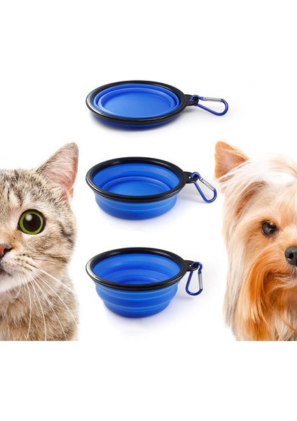 Mavi 350 ml Katlanabilir Evcil Hayvan Kaseleri Silikon Köpek Kase Seyahat Yürüyüş Için Taşınabilir Su Kasesi Köpekler Için Katlanabilir Yiyecek Tabağı Karabina ile (Yurt Dışından) modelleri