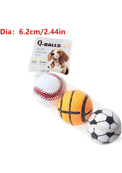 3 Top Köpek Oyuncak Seti Kalın Duvarlı Doğal Kauçuk Köpekler Için Squeak Çiğneme Topları Tenis Interaktif Kabarık Toplar Eğitim Için 4'lü Paket (Yurt Dışından)