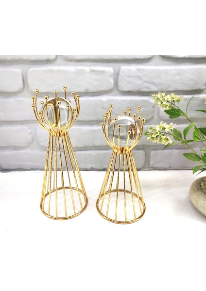 Gold Kaplama Metal 2'li Set Salon Olimpiyat Model Kristal Cam Toplu Aksesuar Dekorasyon Biblo