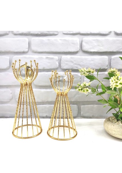 Gold Kaplama Metal 2'li Set Salon Olimpiyat Model Kristal Cam Toplu Aksesuar Dekorasyon Biblo