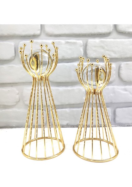 Gold Kaplama Metal 2'li Set Salon Olimpiyat Model Kristal Cam Toplu Aksesuar Dekorasyon Biblo