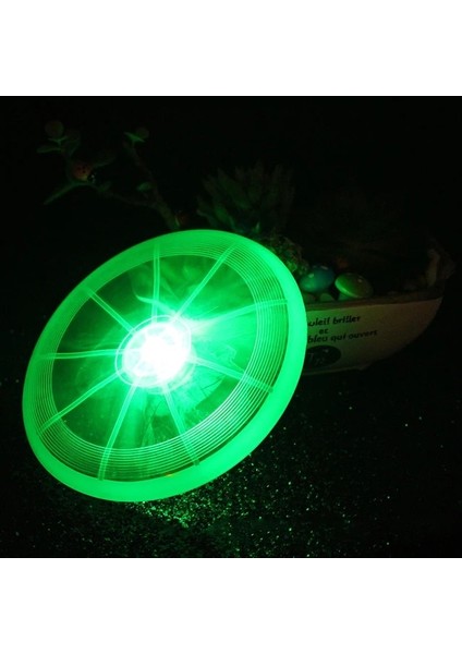 Yeşil 13X13 cm Evcil Hayvan Malzemeleri Köpek Oyuncak LED Işıklı Uçan Disk Çevre Koruma Malzemesi Köpek Eğitim Malzemeleri Köpek Çiğneme Oyuncakları (Yurt Dışından)