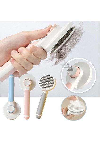 Gri Kedi Masaj Tarak Pet Saç Çıkarıcı Fırça Kedi Iğne Tarak Pet Kendi Kendini Temizleyen Slicker Fırça Köpek Karışık Saç Pet Bakım Aracı (Yurt Dışından) fiyatları