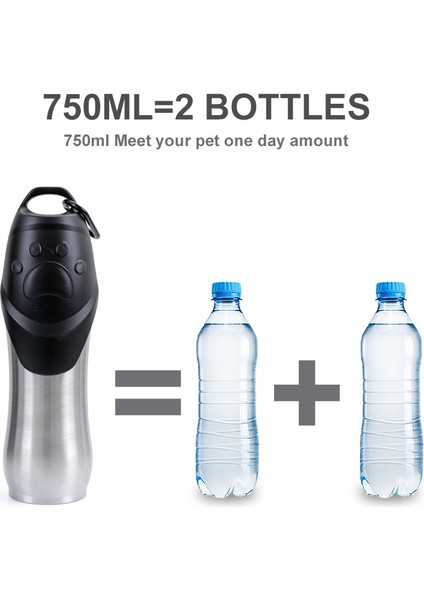 Gümüş 750ML Pawzroad 750ML Pet Köpek Su Şişeleri Açık Paslanmaz Çelik Içecek Şişeleri Yavru Içecek Temiz Su Besleyici Depolama Spor Taşınabilir (Yurt Dışından) modelleri