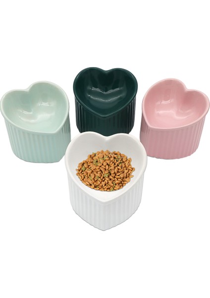 Pembe Çin Seramik Hayvan Mama Kabı Kitty Plaka Yavru Bulaşık Köpek Kase Sevimli Aşk 3D Yükseltmek Besleyici Kedi Besleme Kasesi Içecek Su Kasesi (Yurt Dışından)