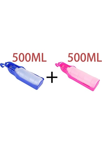 Mavi Pembe 500ML Gösterildiği Gibi Köpek Su Şişesi Katlanır Tiryakisi Plastik Taşınabilir Su Şişesi Evcil Köpekler Için Açık Seyahat Içme Suyu Besleyici Kase (Yurt Dışından)