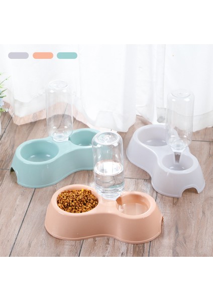 Gri Içme Şişeli Plastik Pet Çift Kase Su Depolu Yeme ve Içme Için Çift Kullanımlı Kase Köpek Kasesi Kedi Hayvan Mama Kabı (Yurt Dışından)