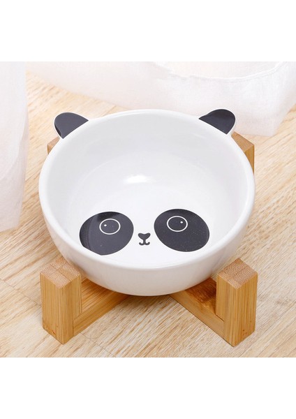 Beyaz Panda Seramik Köpek Kase Yükseltilmiş Yuvarlak Köpek Kedi Kase Hiçbir Dökülme Pet Yemek Su Besleme Için Sevimli Karikatür Baskılı Pet Köpek Yükseltilmiş Çanak (Yurt Dışından)