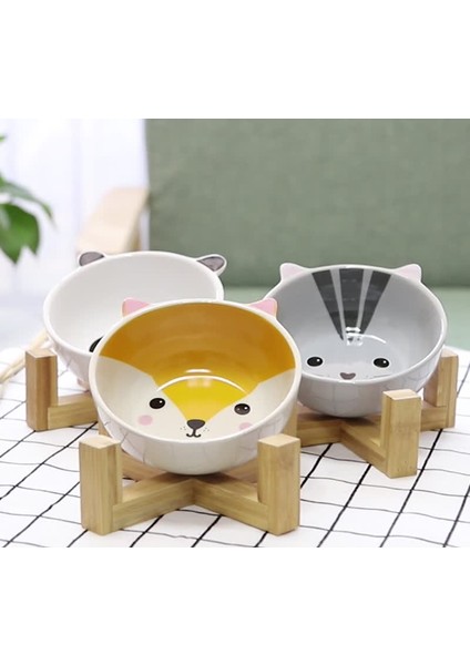 Beyaz Panda Seramik Köpek Kase Yükseltilmiş Yuvarlak Köpek Kedi Kase Hiçbir Dökülme Pet Yemek Su Besleme Için Sevimli Karikatür Baskılı Pet Köpek Yükseltilmiş Çanak (Yurt Dışından) modelleri