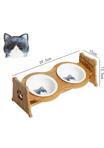 Çift Kase Beyaz 6 Kedi Seramik Kaseler Kediler Köpekler Için Bambu Yükseltilmiş Evcil Hayvan Kaseleri Koruyucu Servikal Omurga Anti-Takma Yemekleri Evcil Hayvan Kaseleri ve Içkiler (Yurt Dışından) fiyatları