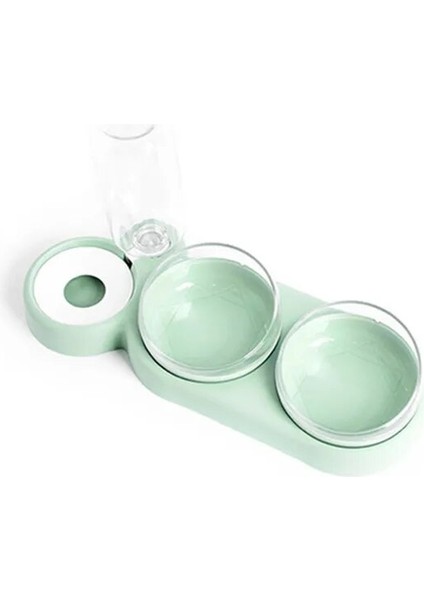 Yeşil 1 Pet Kedi Üç Kase Boyun Koruma Otomatik Besleyici Su Depolama Dağıtıcı Pet Kedi Mama Kasesi Sıçramaya Dayanıklı Su Pet Köpek Besleyici (Yurt Dışından)