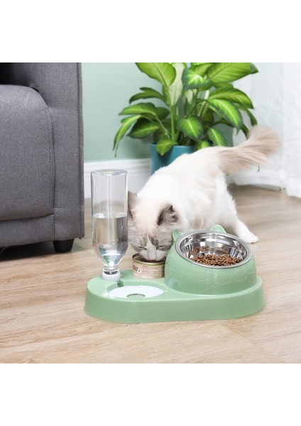 Yeşil 1 Pet Kedi Üç Kase Boyun Koruma Otomatik Besleyici Su Depolama Dağıtıcı Pet Kedi Mama Kasesi Sıçramaya Dayanıklı Su Pet Köpek Besleyici (Yurt Dışından) fiyatları