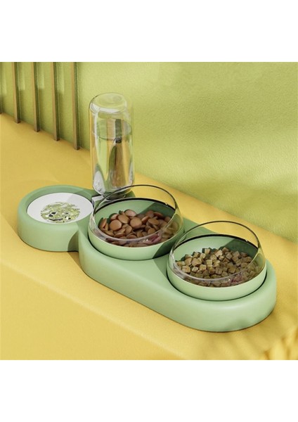 Yeşil 1 Pet Kedi Üç Kase Boyun Koruma Otomatik Besleyici Su Depolama Dağıtıcı Pet Kedi Mama Kasesi Sıçramaya Dayanıklı Su Pet Köpek Besleyici (Yurt Dışından) modelleri