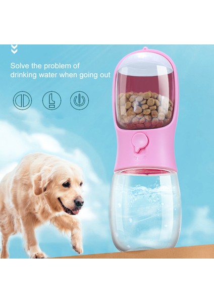 Pembe 550 ml Taşınabilir Köpek Su Şişesi Açık Seyahat Köpek Su Şişesi Mama Besleyici ile Sızdırmaz Çok Fonksiyonlu Kedi Köpek Su Şişeleri (Yurt Dışından) modelleri