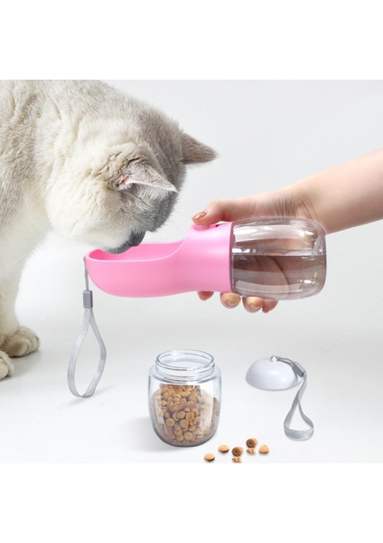Pembe 550 ml Taşınabilir Köpek Su Şişesi Açık Seyahat Köpek Su Şişesi Mama Besleyici ile Sızdırmaz Çok Fonksiyonlu Kedi Köpek Su Şişeleri (Yurt Dışından) fırsatları