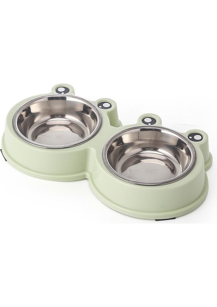 Yeşil Pet Malzemeleri Pet Sevimli Küçük Kurbağa Paslanmaz Çelik Çift Kase Kaymaz Hayvan Mama Kabı Köpek Kase Kedi ve Köpek Maması Havzası (Yurt Dışından)