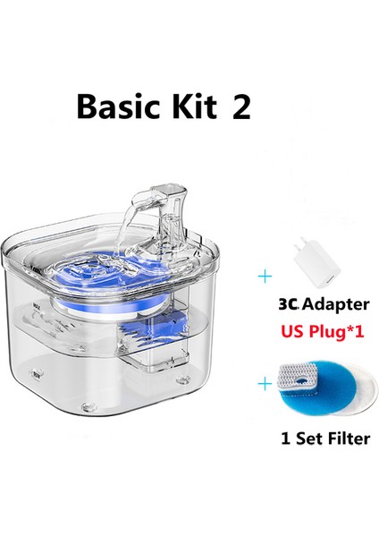 Temel Kit 2 Abd Yeni Otomatik Kedi Çeşmesi Akan Su Tiryakisi Kedi Köpek Otomatik Filtre Akıllı Şeffaf Pet Içme Dağıtıcı Hareket Sensörü (Yurt Dışından) fiyatları
