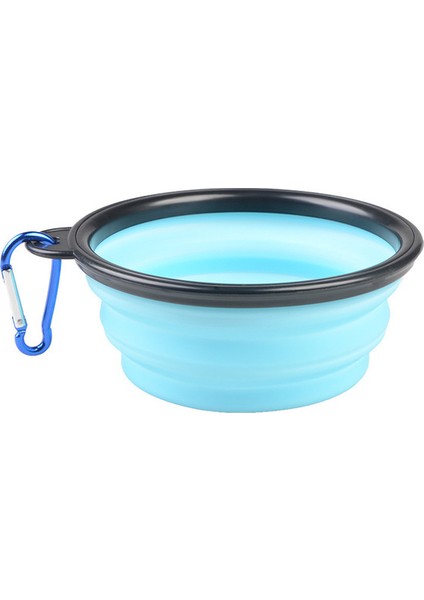 Açık Mavi 1000ML 1000ML Büyük Katlanabilir Köpek Pet Katlanır Silikon Kase Açık Seyahat Taşınabilir Köpek Maması Kabı Besleyici Bulaşık Kase (Yurt Dışından)
